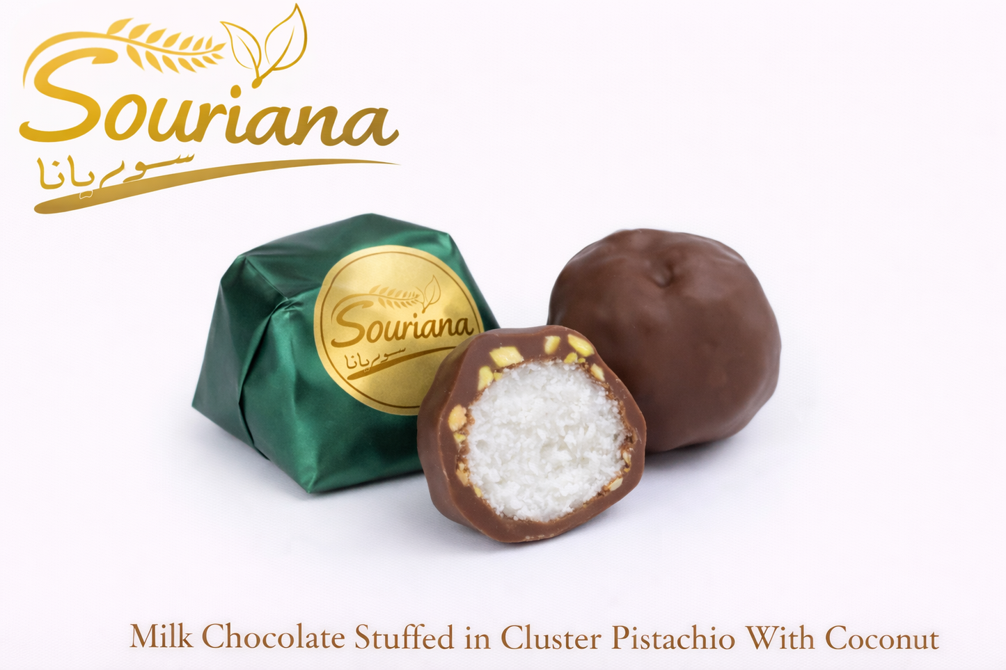 Milk Chocolate Stuffed in Cluster Pistachio with Coconut