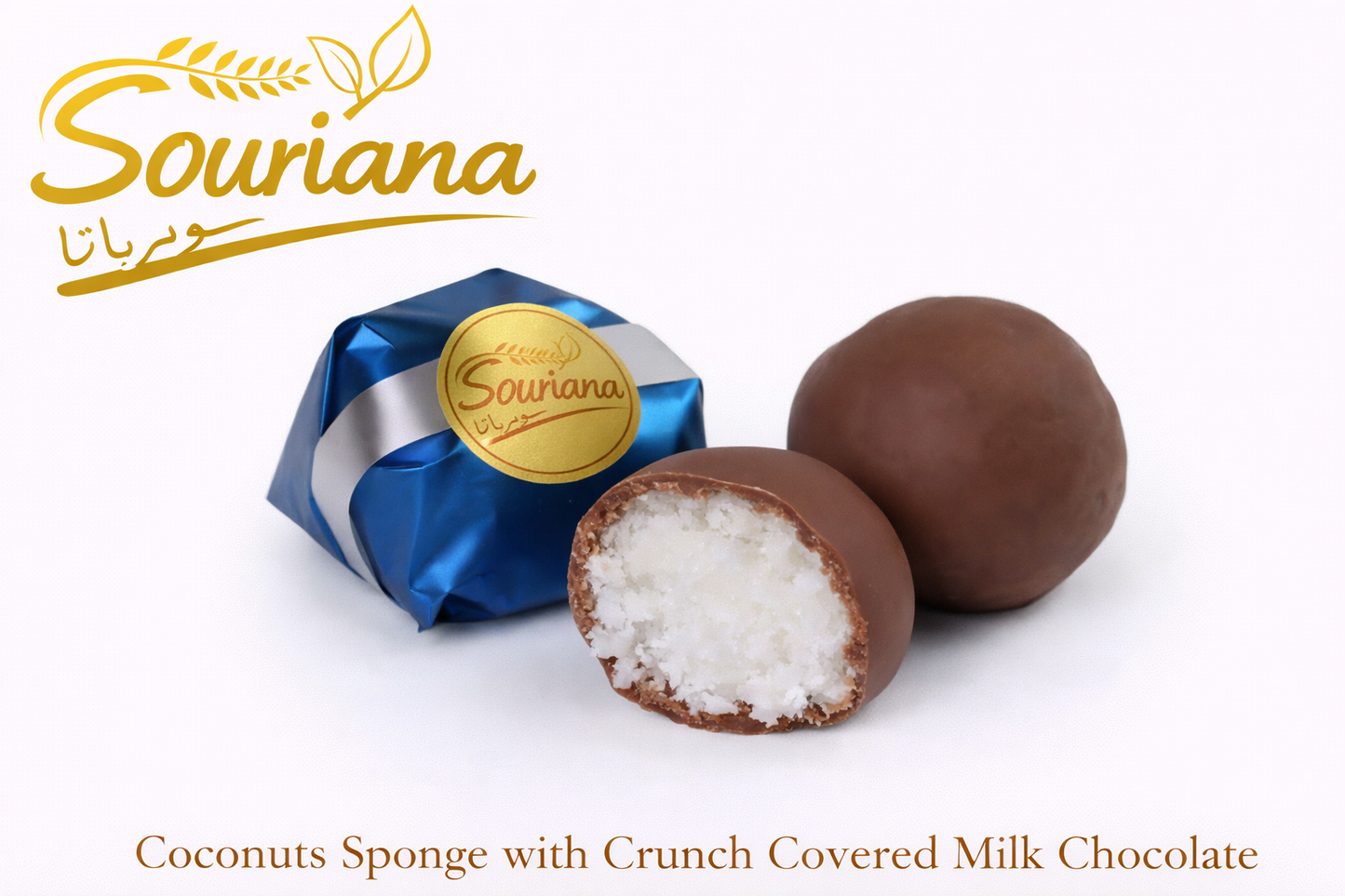 Coconuts Sponge with Crunchy Covered Milk Chocolate