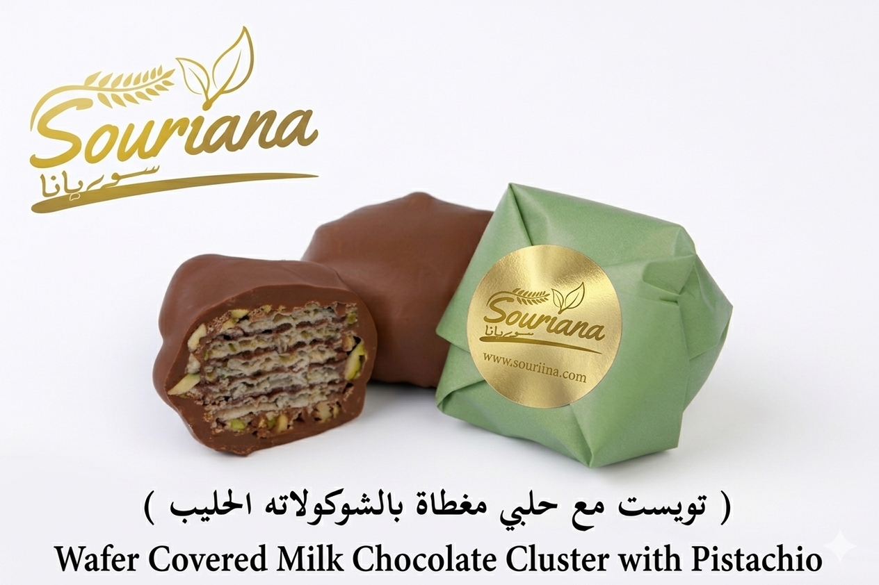 Wafer Covered Milk Chocolate Cluster with Pistachio