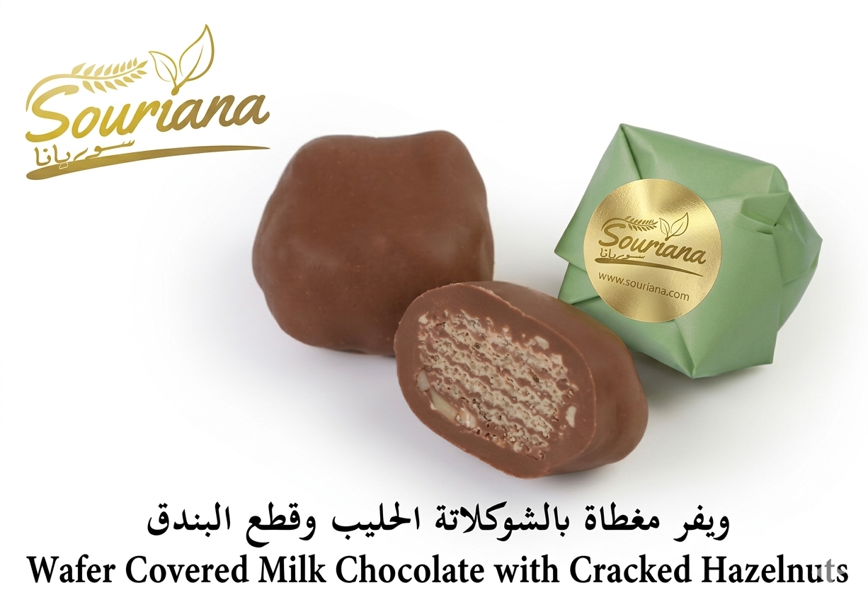 Wafer Covered Milk Chocolate with Cracked Hazelnuts